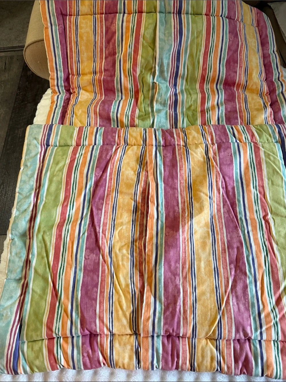 Multicolor Striped Home Bedding Set of 2 Padded Shams with Accent Pillow